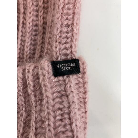Victoria’s Secret Pink Faux Fur Puff Ball Beanie With Rhinestone Star Detail - Picture 3 of 8